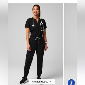 Fabletics Scrub Jumpsuit Black Medical Nurse